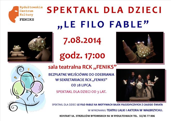 Spektakl dla dzieci „Le Filo Fable” i warsztaty teatralne, Materiały prasowe